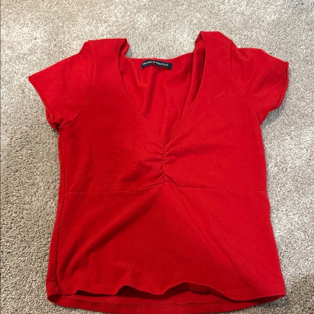 Brandy Melville Red Short Sleeve Top